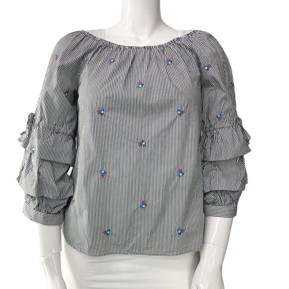 Sanctuary Womens Size M Striped Top Boho Tiered Bell Sleeves 100% Cotton - Picture 11 of 15